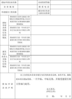 投標(biāo)申請企業(yè)市場行為信用檔案情況表——企業(yè)信用調(diào)查與評估